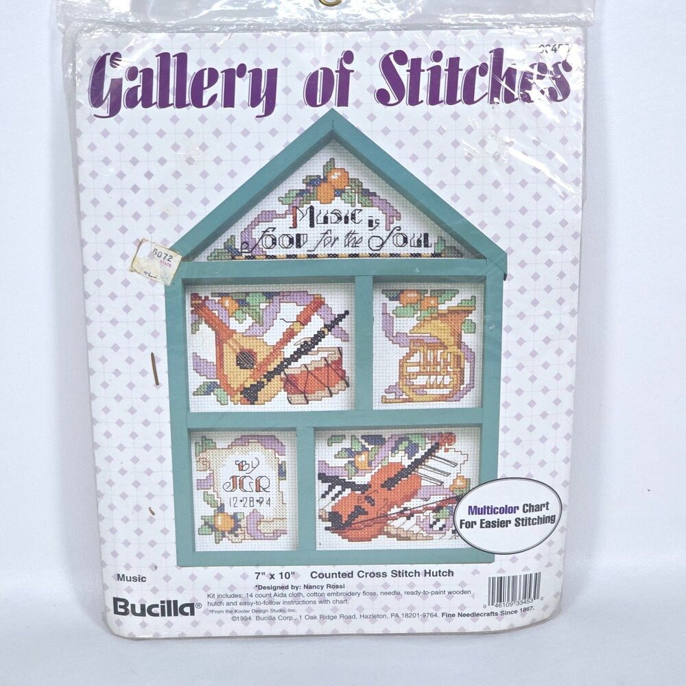 Vintage Bucilla Gallery of Stitches Music Hutch Cross Stitch 33453 Nancy Rossi